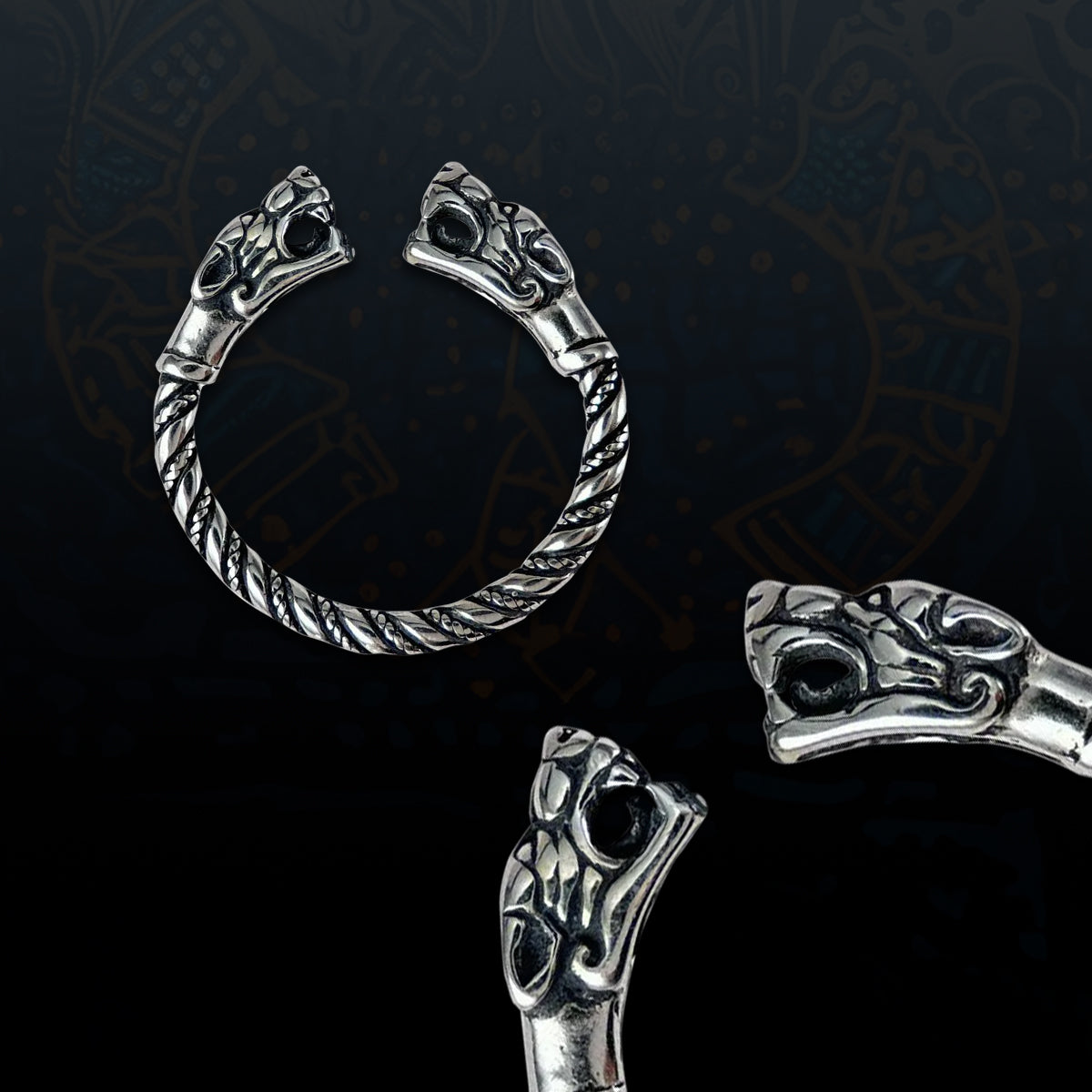 TWO WOLVES - Fenrir, wolf ring, silver Ag 925