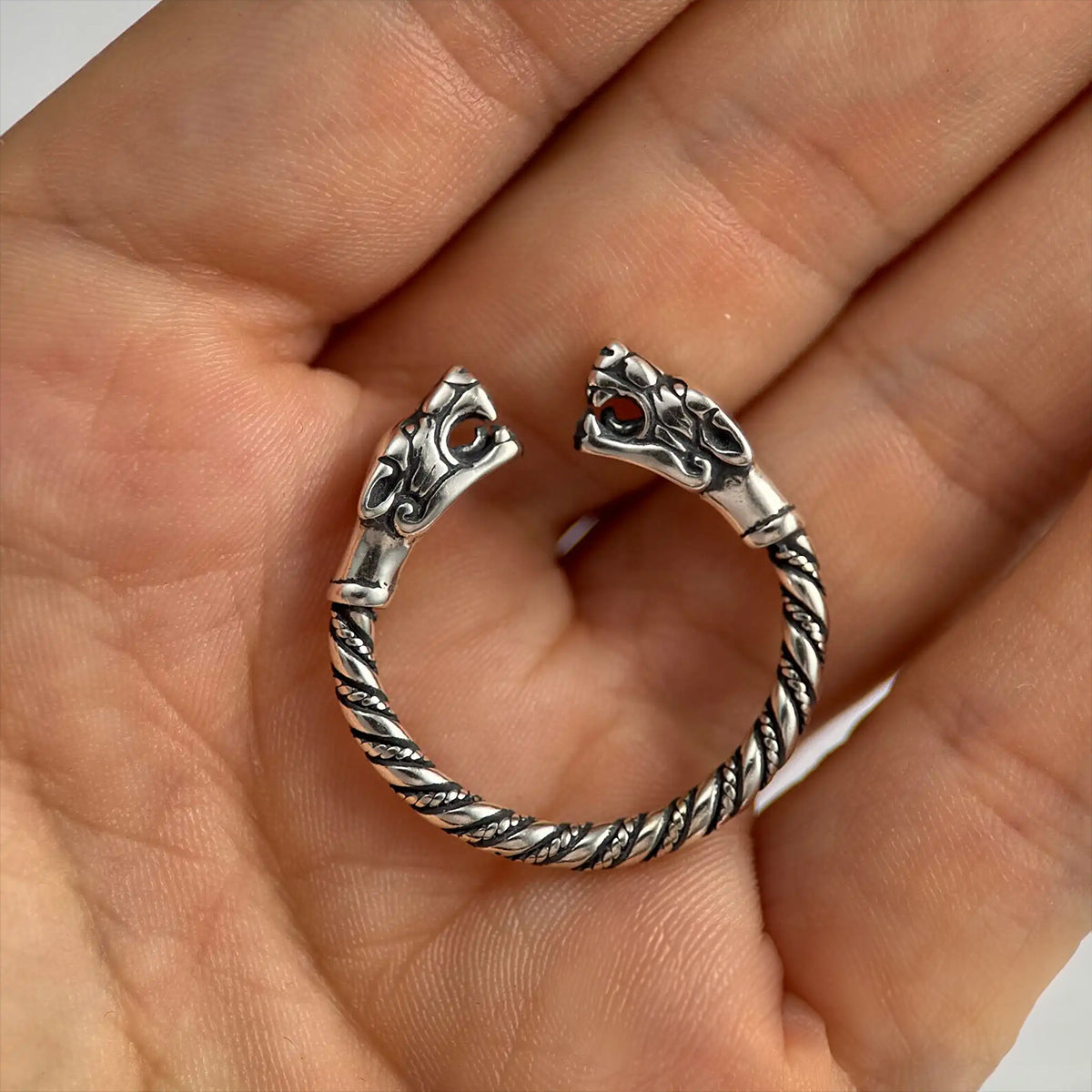 TWO WOLVES - Fenrir, wolf ring, silver Ag 925